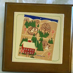 1976 Berggren Christmas Plaque or Trivet.